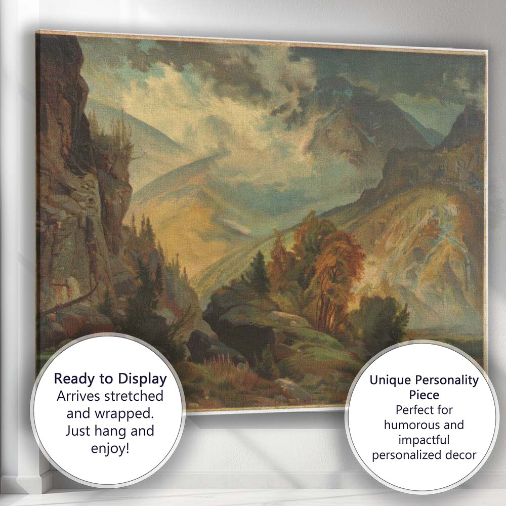 Majestic Mountain Valley Autumn Highlands Landscape Painting Canvas Wall Art Print Decor Picture Ready to Hang