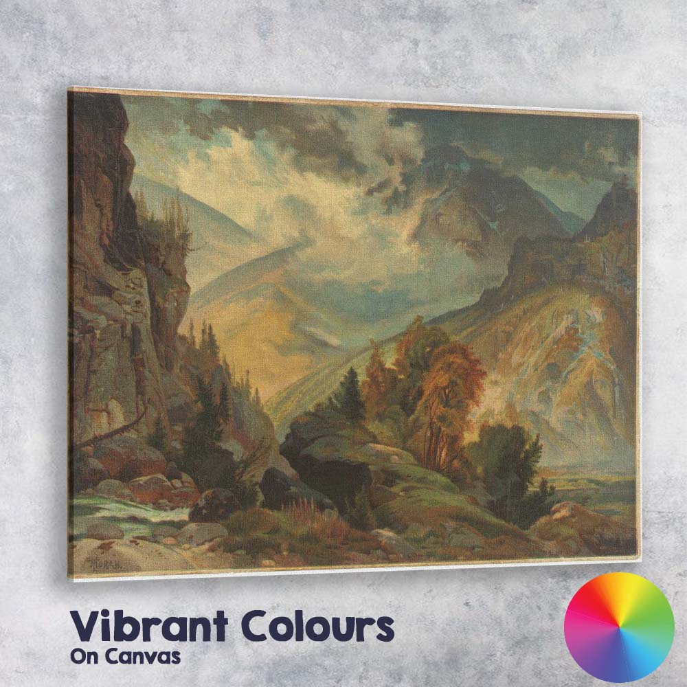 Majestic Mountain Valley Autumn Highlands Landscape Painting Canvas Wall Art Print Decor Picture Ready to Hang