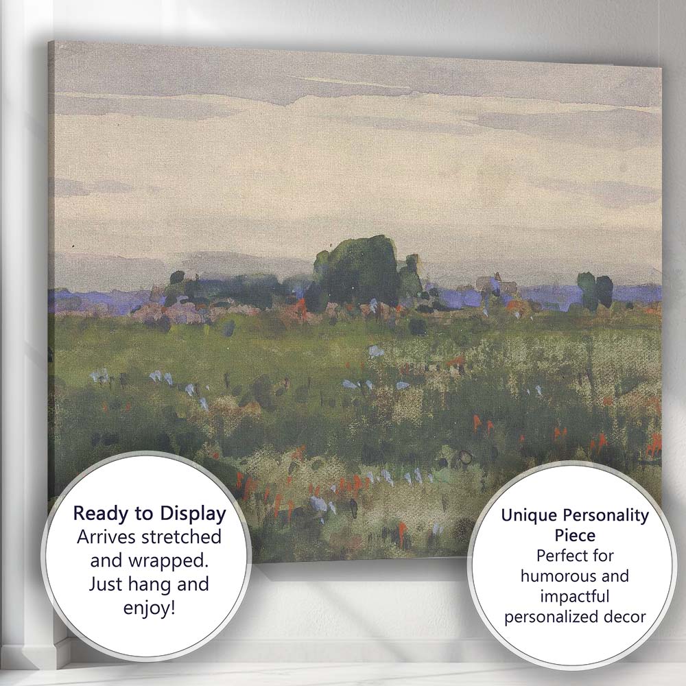 Wildflower Meadow Horizon Watercolour Countryside Landscape Canvas Wall Art Print Decor Picture Ready to Hang