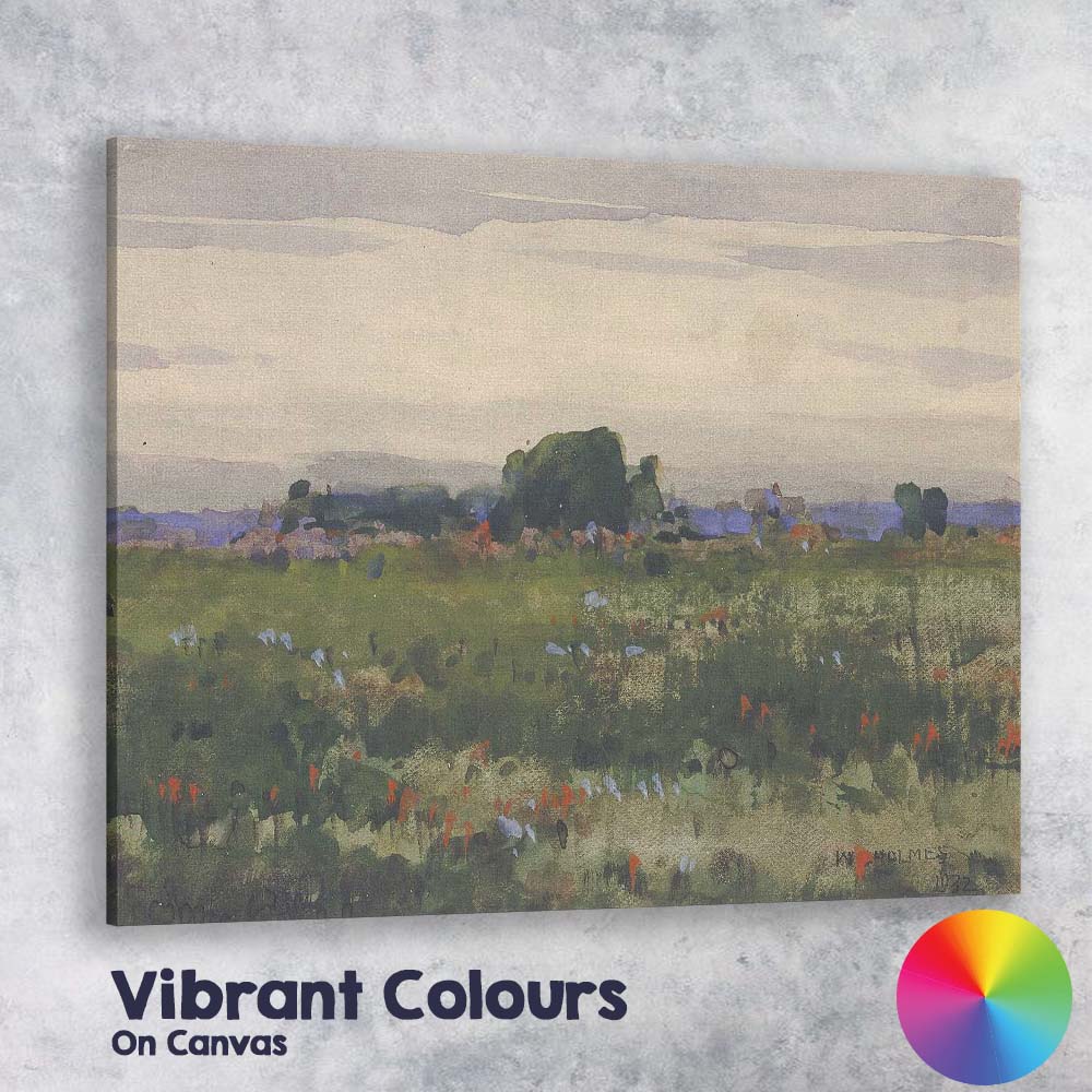 Wildflower Meadow Horizon Watercolour Countryside Landscape Canvas Wall Art Print Decor Picture Ready to Hang