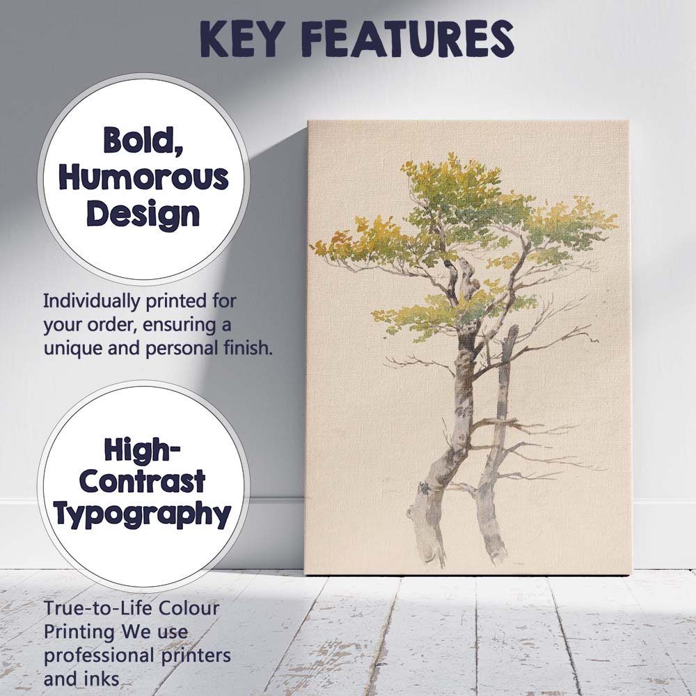 Delicate Botanical Tree Study Watercolour Nature Illustration Canvas Wall Art Print Decor Picture Ready to Hang