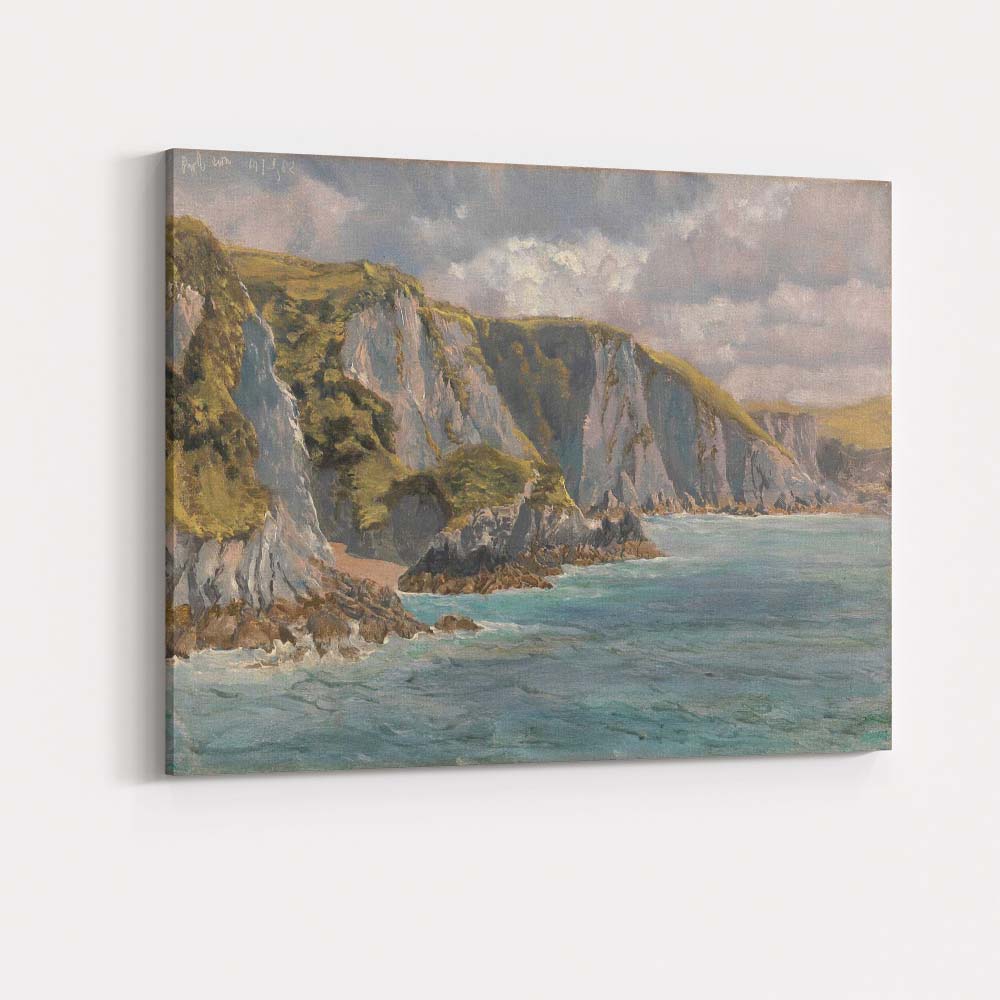 Coastal Cliffs Seascape Oil Painting Dramatic Sky Ocean Landscape Canvas Wall Art Print Decor Picture Ready to Hang