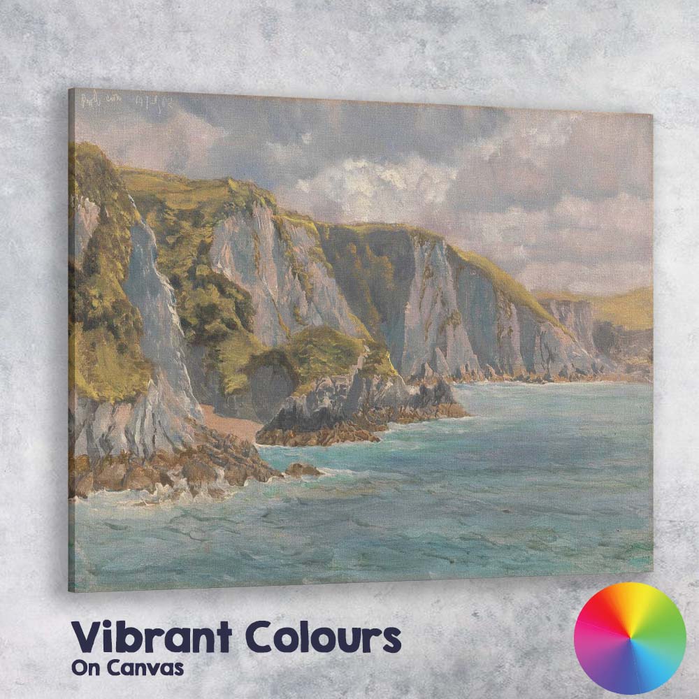 Coastal Cliffs Seascape Oil Painting Dramatic Sky Ocean Landscape Canvas Wall Art Print Decor Picture Ready to Hang