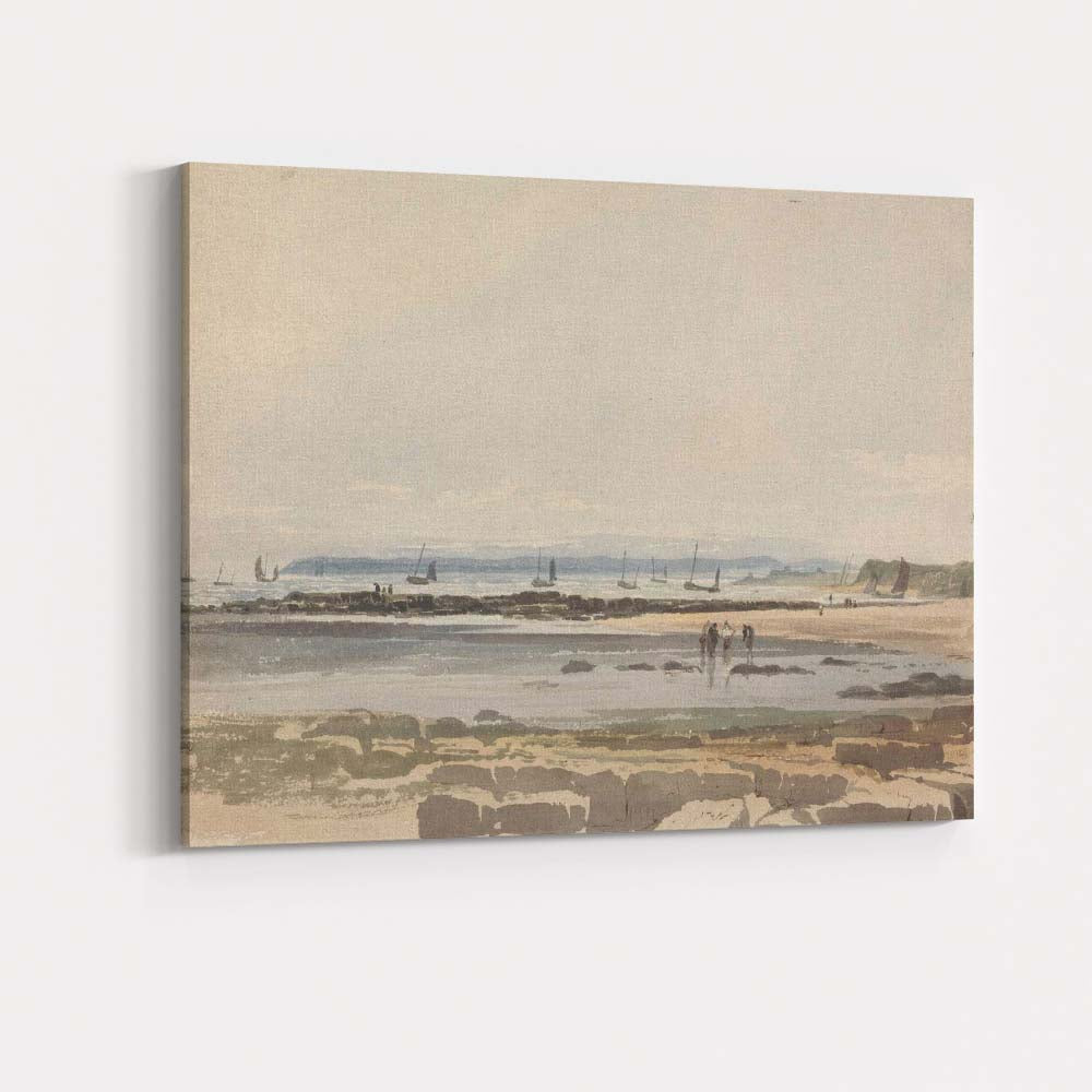 Coastal Estuary Harbour Boats Watercolour Shoreline Landscape Canvas Wall Art Print Decor Picture Ready to Hang