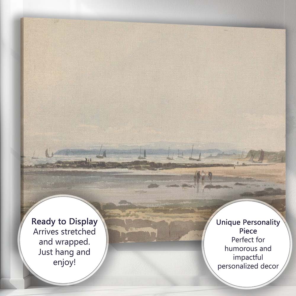 Coastal Estuary Harbour Boats Watercolour Shoreline Landscape Canvas Wall Art Print Decor Picture Ready to Hang