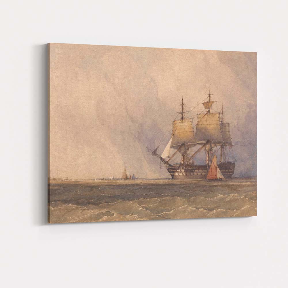 Majestic Tall Ship on Open Sea Nautical Watercolour Canvas Wall Art Print Decor Picture Ready to Hang