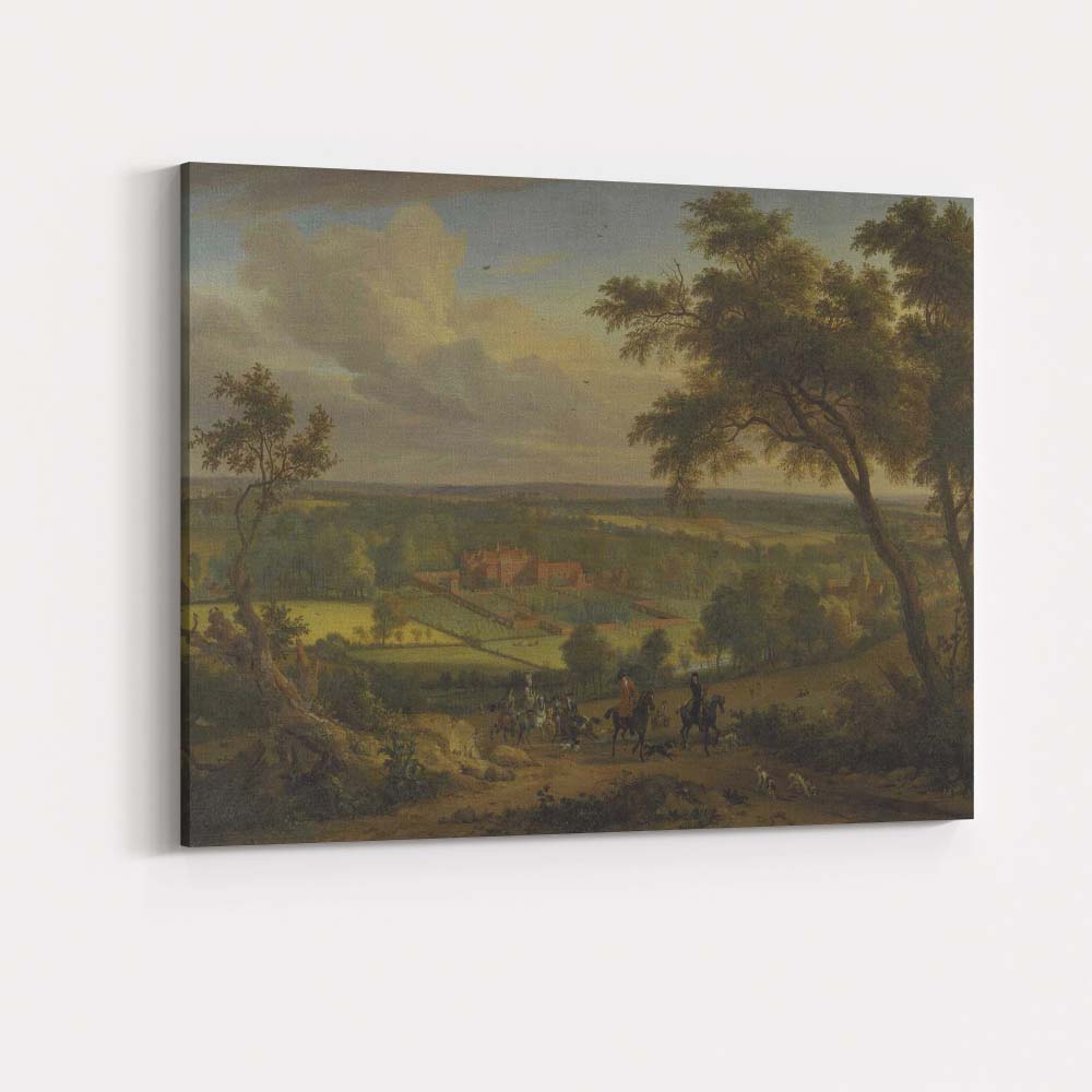 Golden Country Estate With Horse Riders Pastoral Landscape Painting Canvas Wall Art Print Decor Picture Ready to Hang
