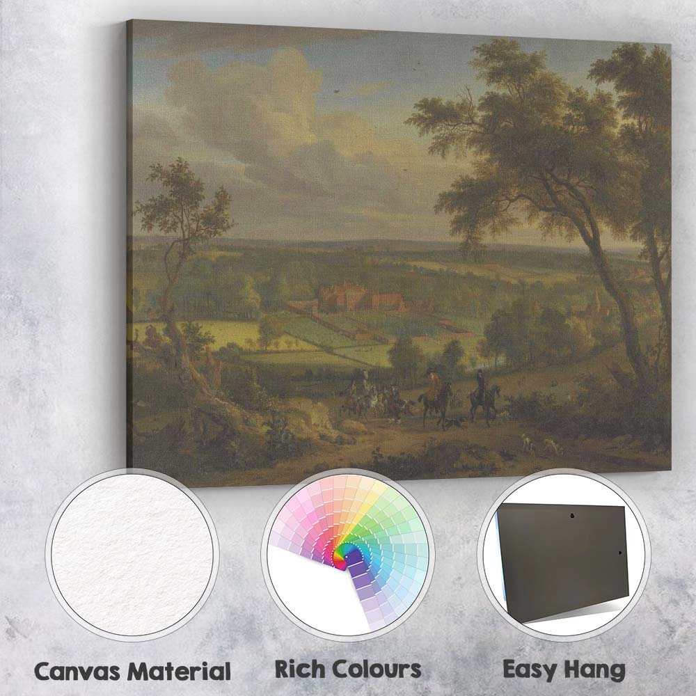 Golden Country Estate With Horse Riders Pastoral Landscape Painting Canvas Wall Art Print Decor Picture Ready to Hang