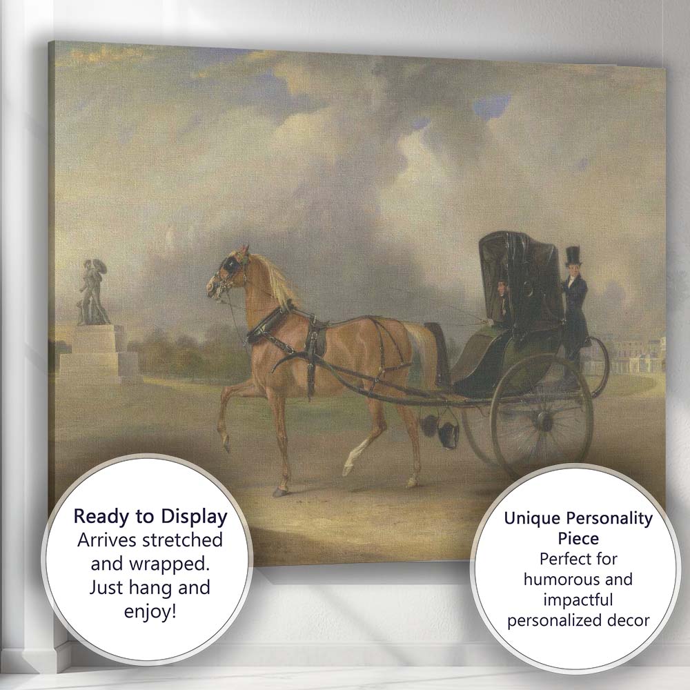 Elegant Horse Drawn Carriage Regency Portrait Scene Painting Canvas Wall Art Print Decor Picture Ready to Hang