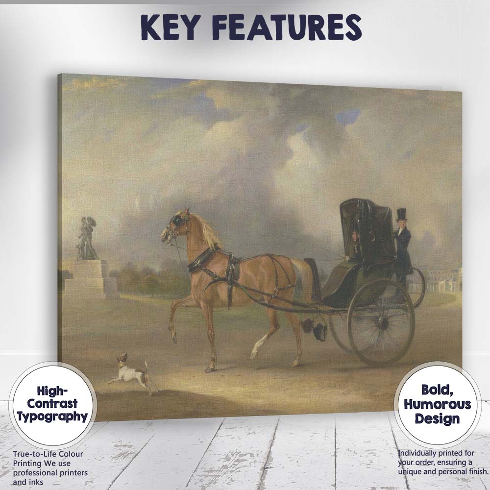 Elegant Horse Drawn Carriage Regency Portrait Scene Painting Canvas Wall Art Print Decor Picture Ready to Hang