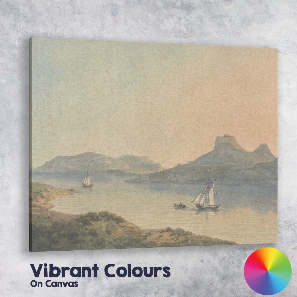 Peaceful Coastal Inlet With Sailing Boats Watercolour Seascape Canvas Wall Art Print Decor Picture Ready to Hang
