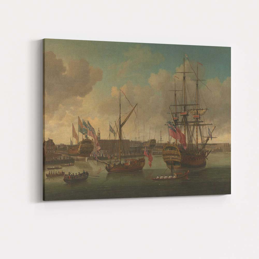Georgian Dockyard Warships Maritime Harbour Scene Traditional Marine Painting Canvas Wall Art Print Decor Picture Ready to Hang