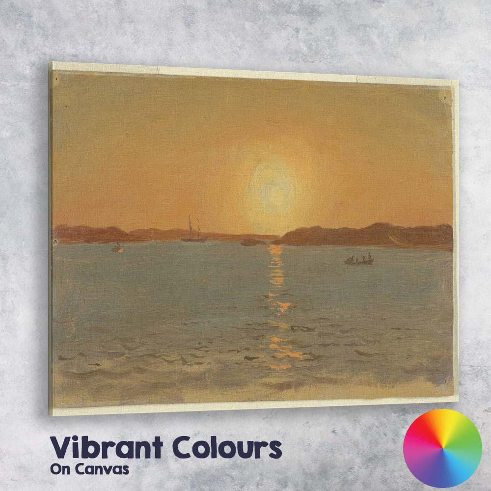 Golden Sunset Coastal Waters Seascape Oil Painting Canvas Wall Art Print Decor Picture Ready to Hang