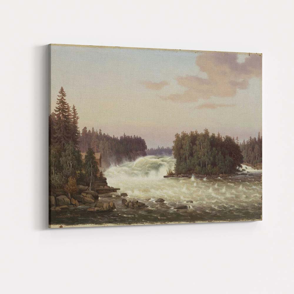 Majestic River Waterfall Forest Wilderness Landscape Painting Canvas Wall Art Print Decor Picture Ready to Hang