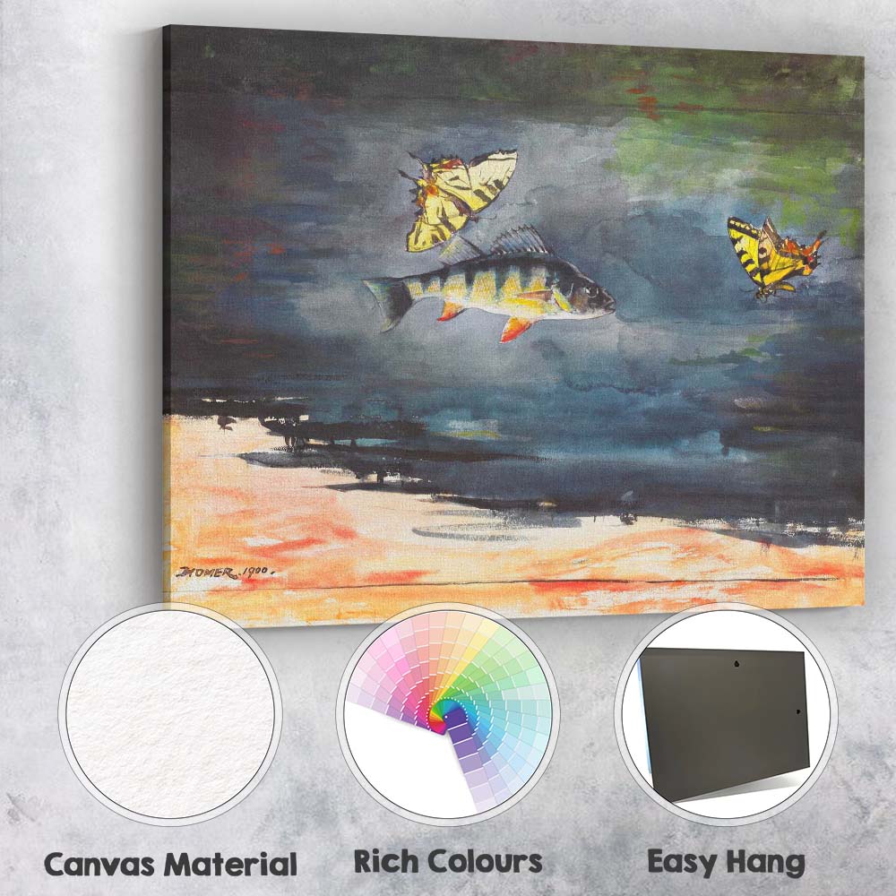 Decorative Fish And Butterfly Watercolour Wildlife Artwork Canvas Wall Art Print Decor Picture Ready to Hang