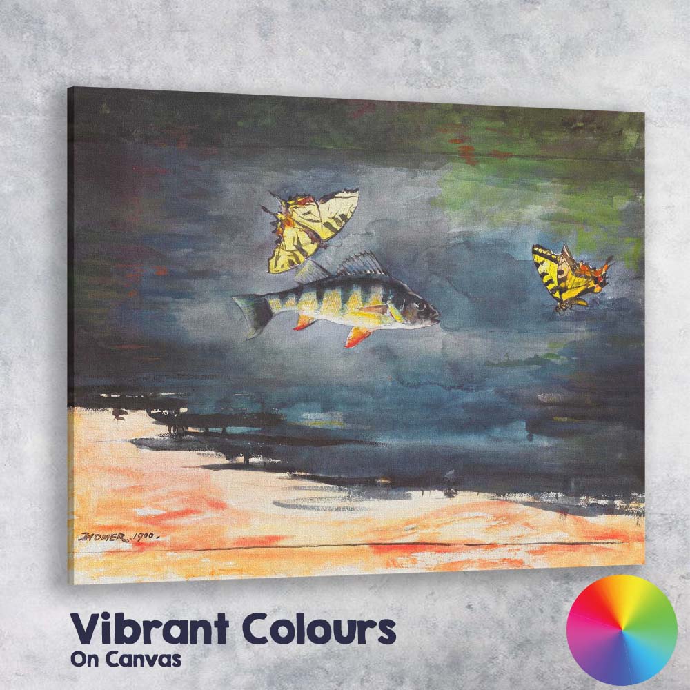 Decorative Fish And Butterfly Watercolour Wildlife Artwork Canvas Wall Art Print Decor Picture Ready to Hang