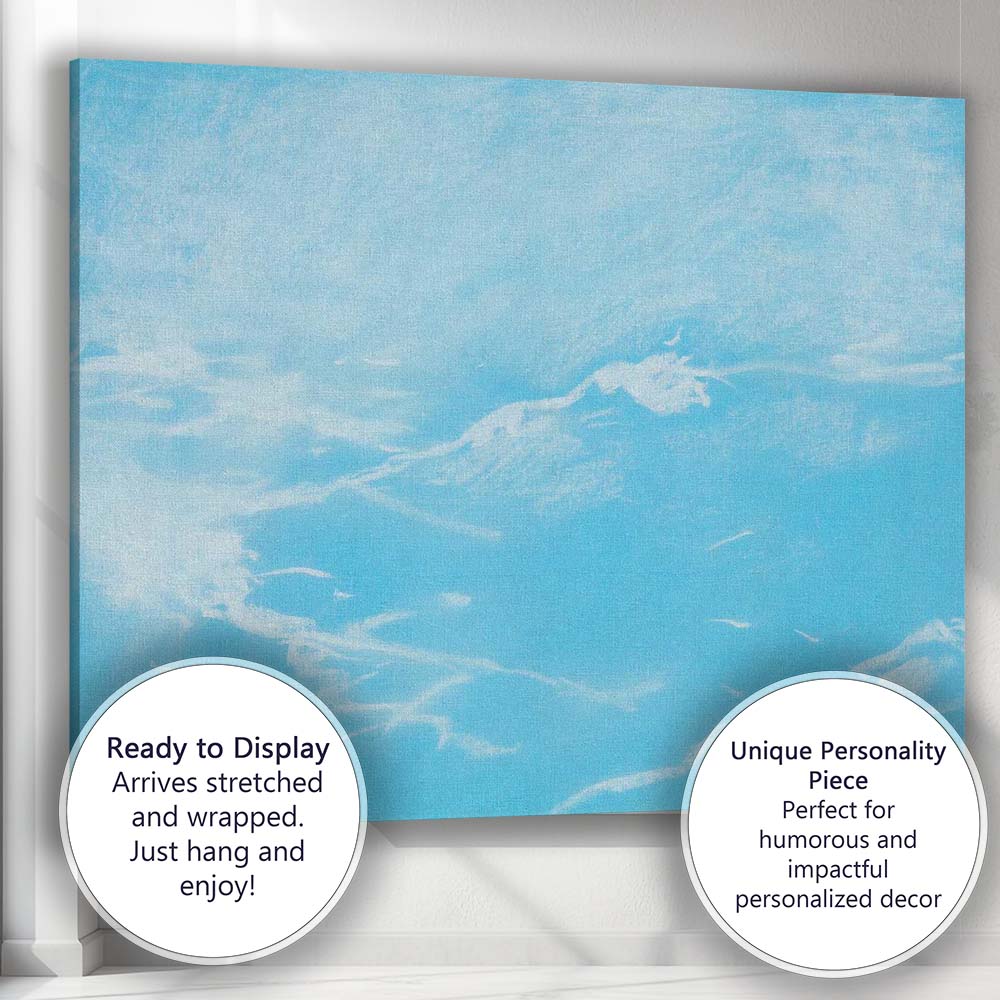 Soft Blue Ocean Abstract Seascape Minimalist Watercolour Artwork Canvas Wall Art Print Decor Picture Ready to Hang
