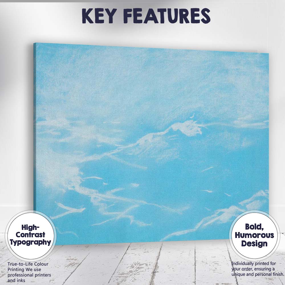 Soft Blue Ocean Abstract Seascape Minimalist Watercolour Artwork Canvas Wall Art Print Decor Picture Ready to Hang