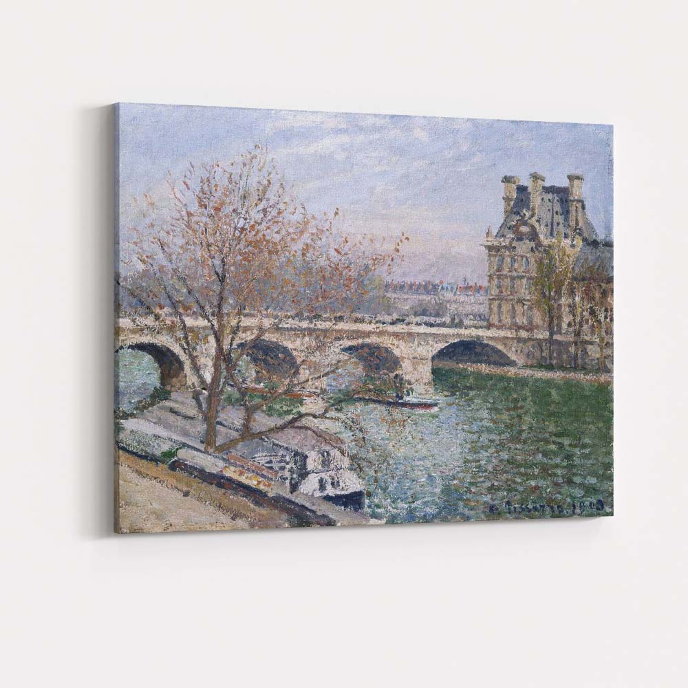 Autumn Riverside Stone Bridge French Impressionist Scene Canvas Wall Art Print Decor Picture Ready to Hang