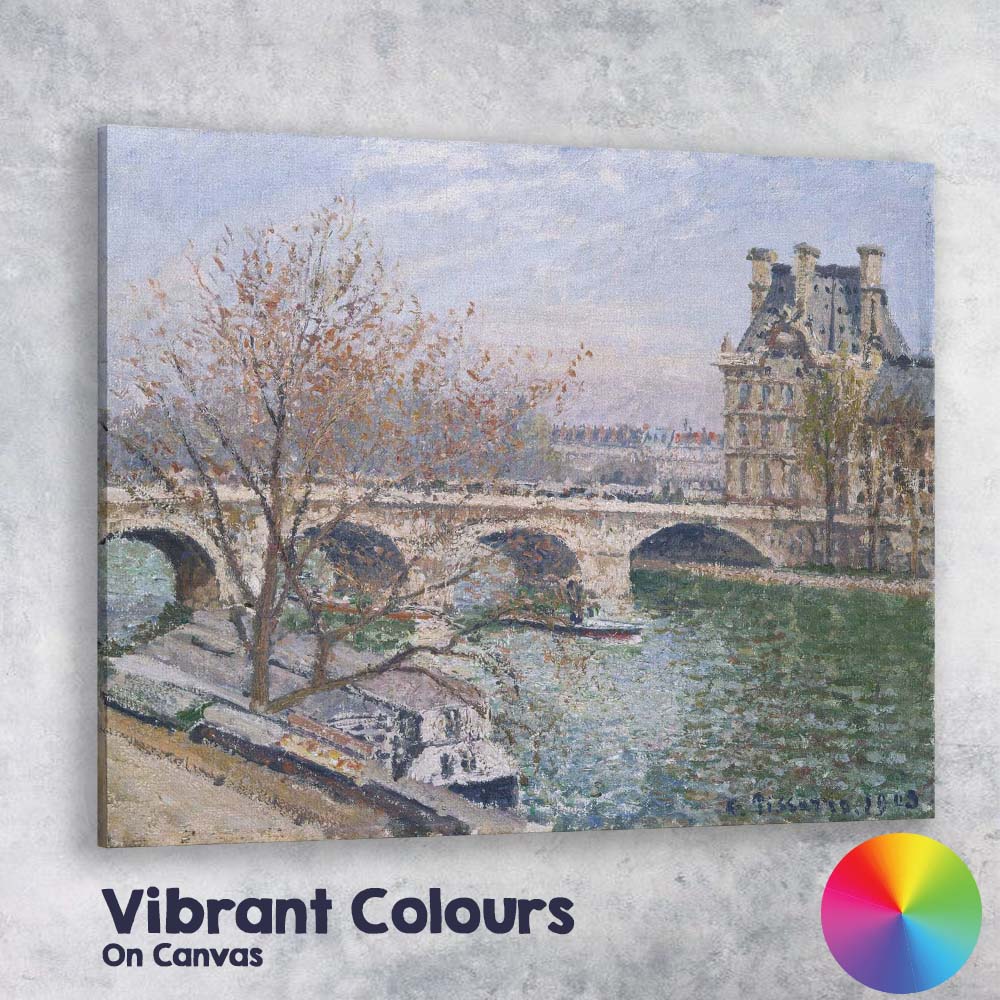 Autumn Riverside Stone Bridge French Impressionist Scene Canvas Wall Art Print Decor Picture Ready to Hang
