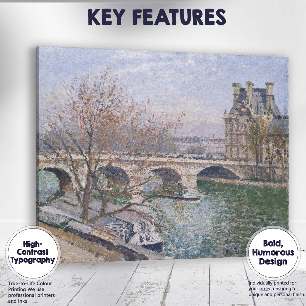 Autumn Riverside Stone Bridge French Impressionist Scene Canvas Wall Art Print Decor Picture Ready to Hang