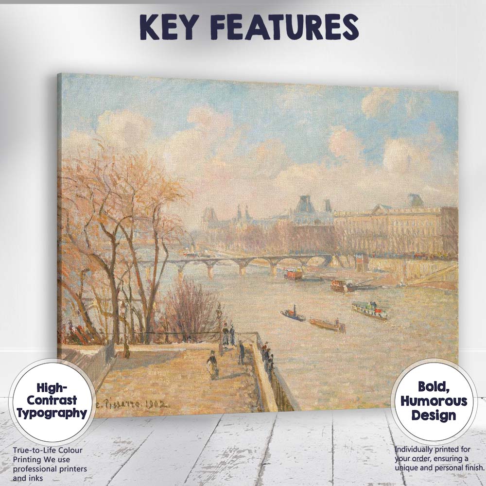 Paris Riverside Promenade Impressionist Urban Landscape Canvas Wall Art Print Decor Picture Ready to Hang