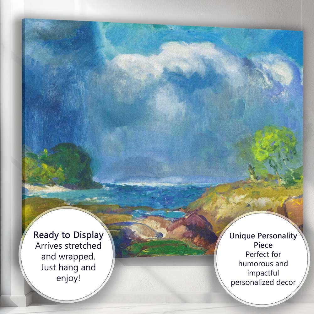 Dramatic Coastal Storm Seascape Expressive Oil Painting Canvas Wall Art Print Decor Picture Ready to Hang