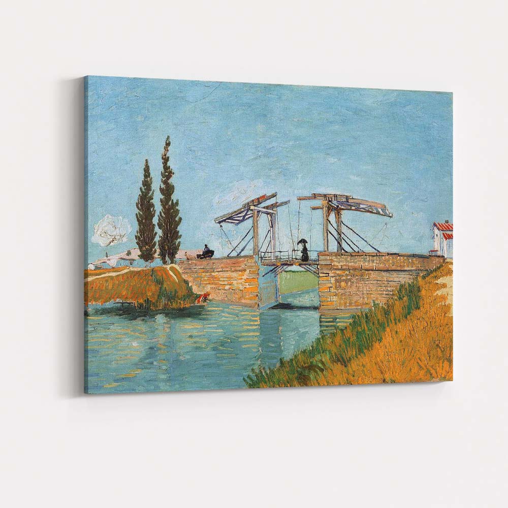 Sunny Riverside Drawbridge Countryside Waterway Impressionist Landscape Canvas Wall Art Print Decor Picture Ready to Hang