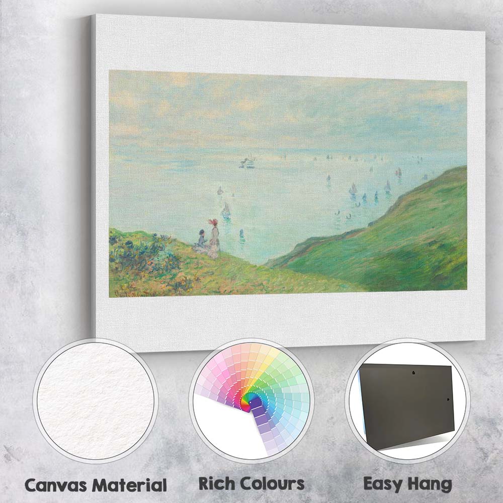 Soft Coastal Clifftop Sea View Impressionist Waterscape Canvas Wall Art Print Decor Picture Ready to Hang