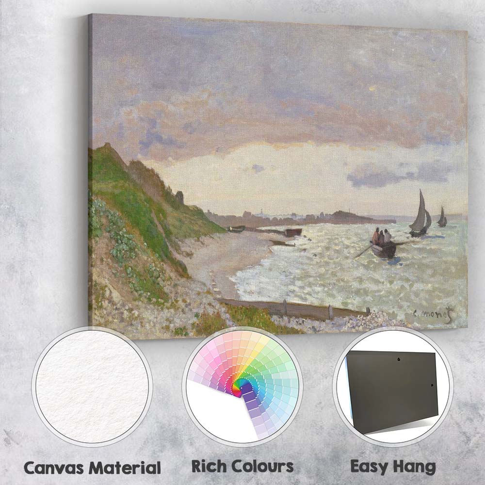 Windy Coastal Shore Fishing Boats Seaside Impressionist Canvas Wall Art Print Decor Picture Ready to Hang