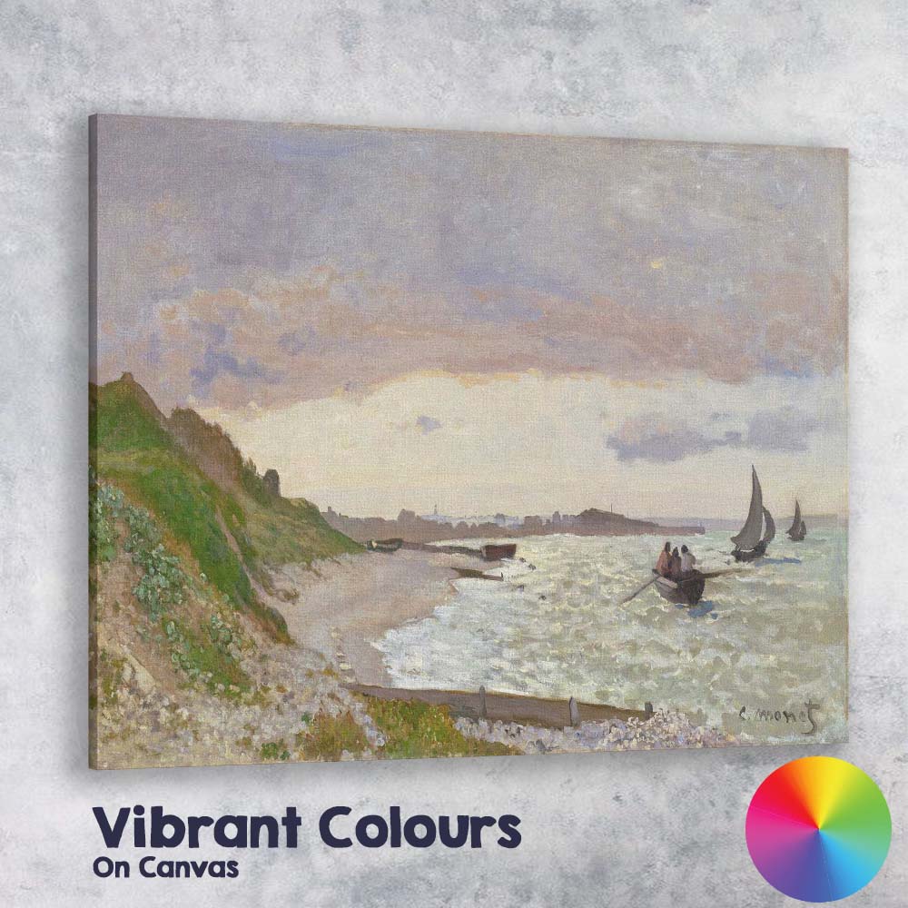 Windy Coastal Shore Fishing Boats Seaside Impressionist Canvas Wall Art Print Decor Picture Ready to Hang
