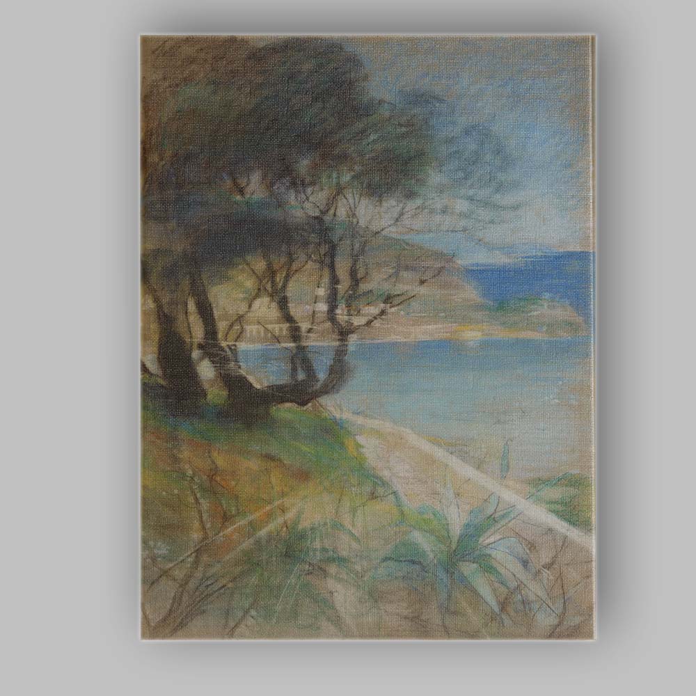Dreamy Coastal Trees Cliffside Seaview Pastel Landscape Canvas Wall Art Print Decor Picture Ready to Hang