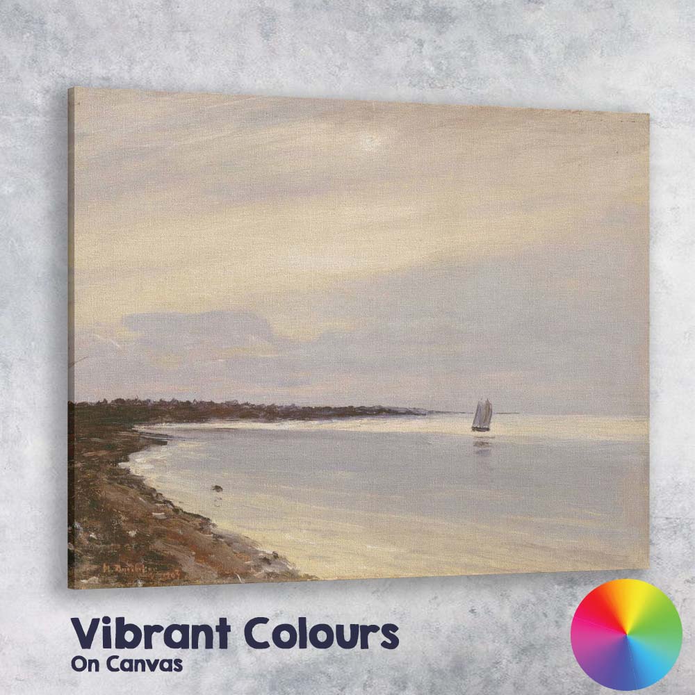 Soft Sunset Coastal Bay with Sailing Boat Seascape Canvas Wall Art Print Decor Picture Ready to Hang