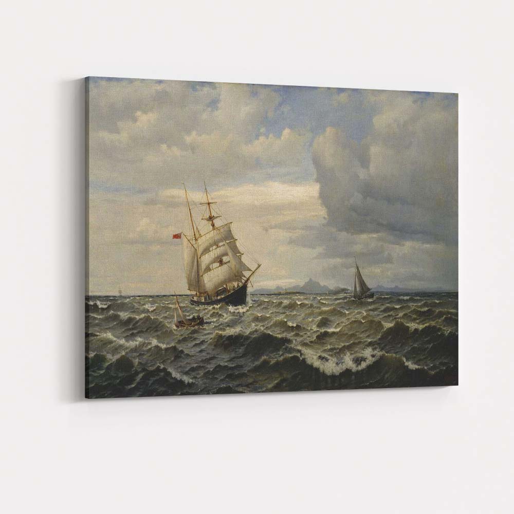 Historic Tall Ship Sailing Through Rough Seas Marine Painting Canvas Wall Art Print Decor Picture Ready to Hang
