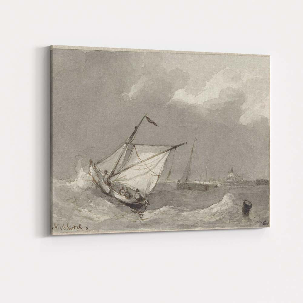Traditional Sailing Boat Rough Sea Maritime Watercolour Canvas Wall Art Print Decor Picture Ready to Hang