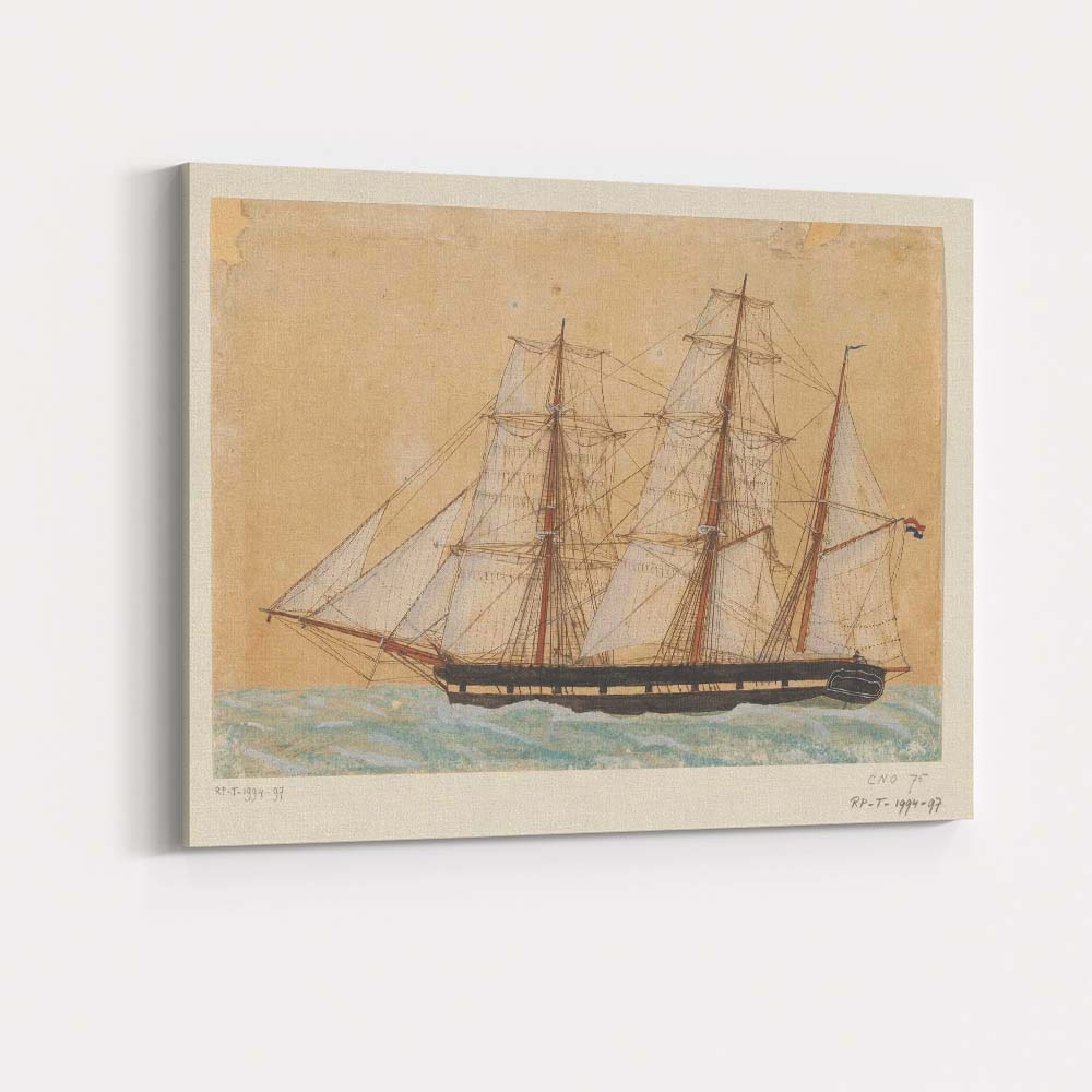 Detailed Dutch Clipper Ship Marine Watercolour Artwork Canvas Wall Art Print Decor Picture Ready to Hang