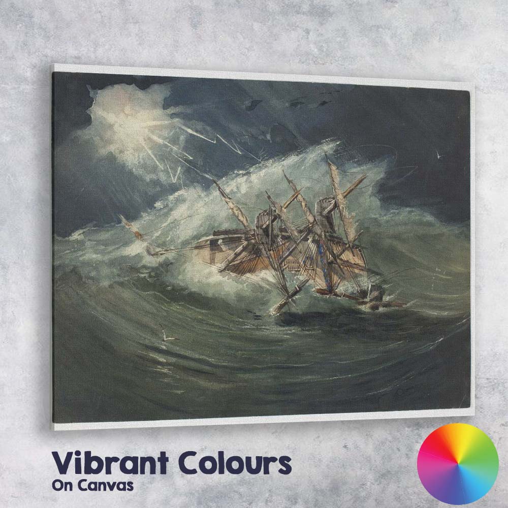 Stormy Sea Shipwreck Dramatic Ocean Waves Maritime Watercolour Canvas Wall Art Print Decor Picture Ready to Hang