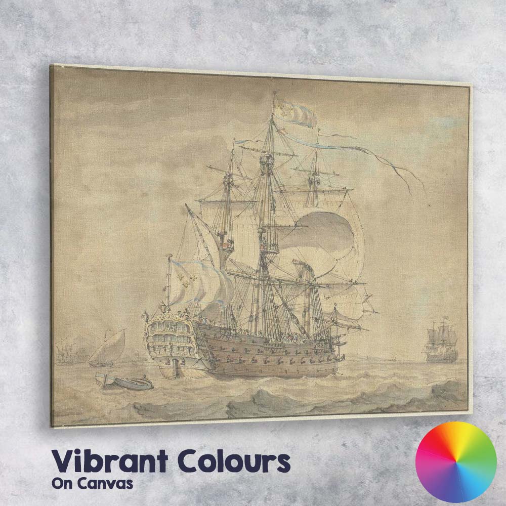 Historic Galleon Under Sail Maritime Watercolour Artwork Canvas Wall Art Print Decor Picture Ready to Hang