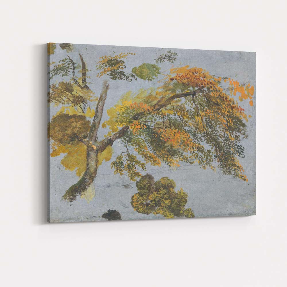 Autumn Woodland Tree Canopy Golden Leaves Watercolour Study Canvas Wall Art Print Decor Picture Ready to Hang