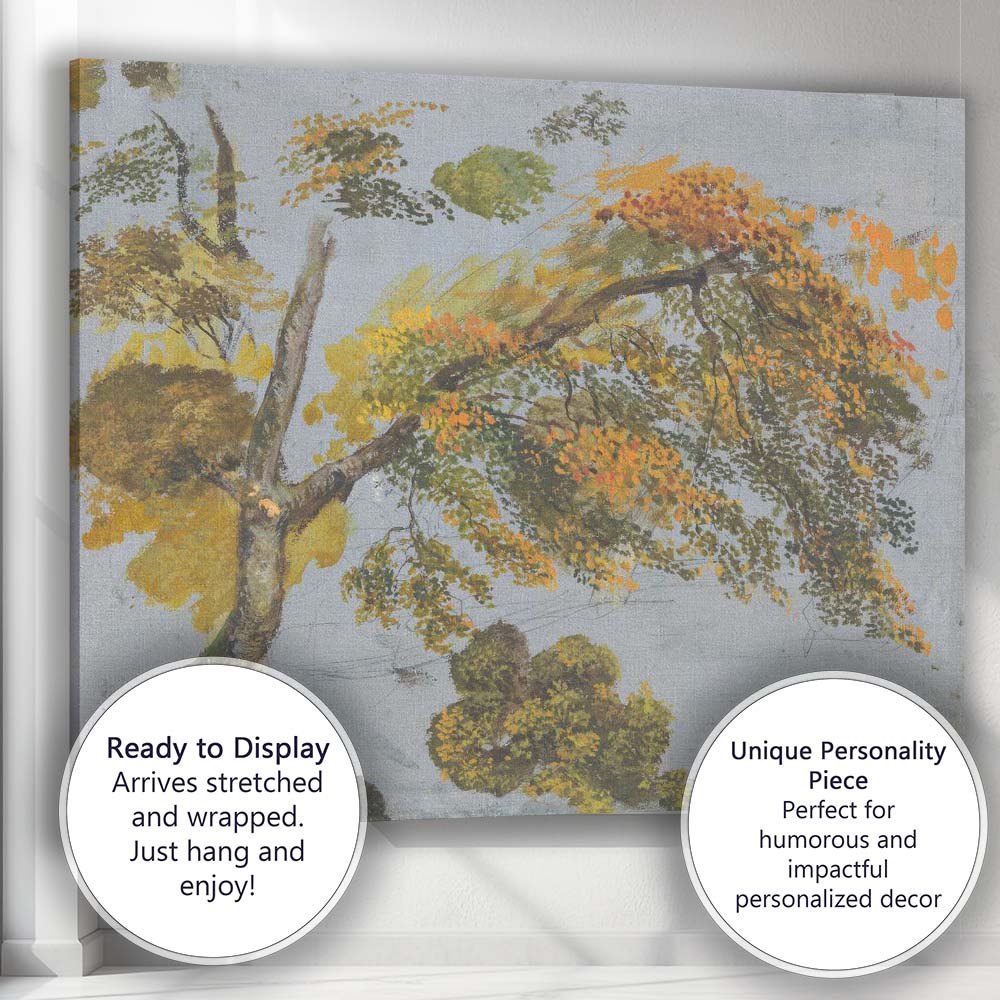 Autumn Woodland Tree Canopy Golden Leaves Watercolour Study Canvas Wall Art Print Decor Picture Ready to Hang