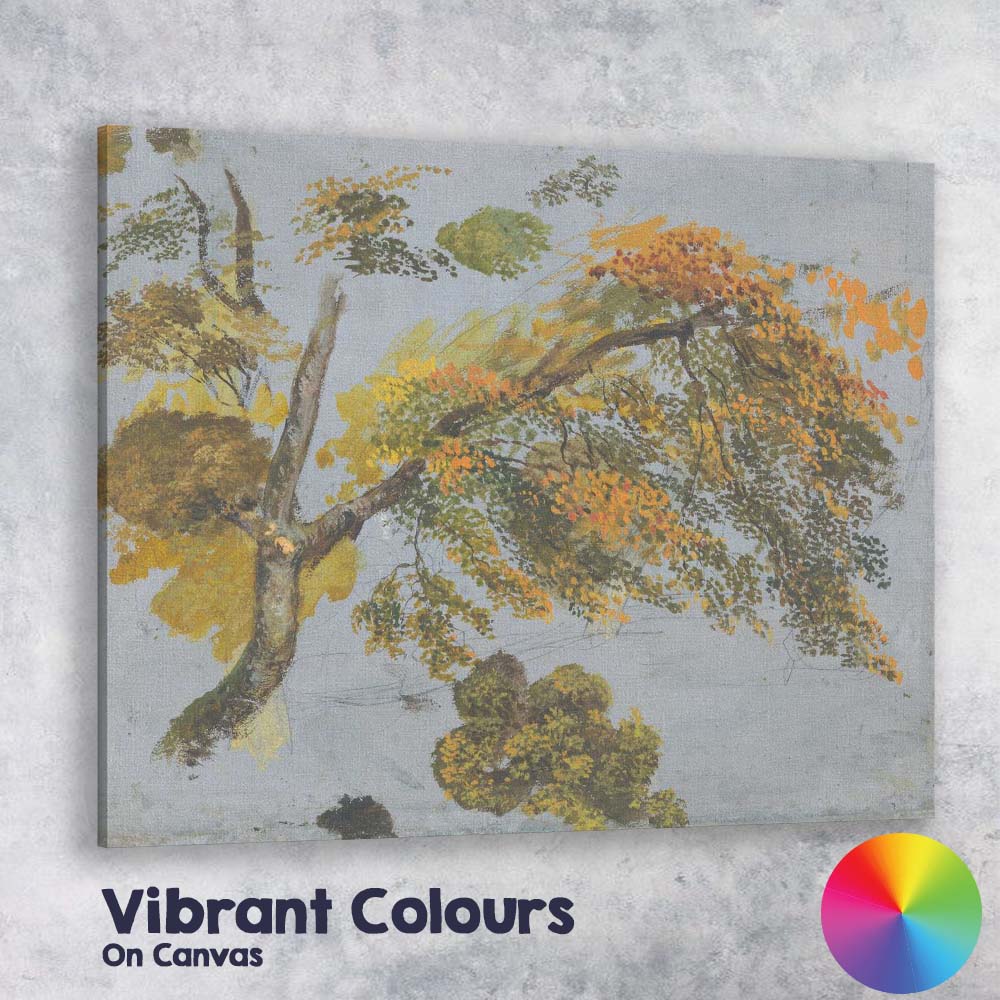 Autumn Woodland Tree Canopy Golden Leaves Watercolour Study Canvas Wall Art Print Decor Picture Ready to Hang