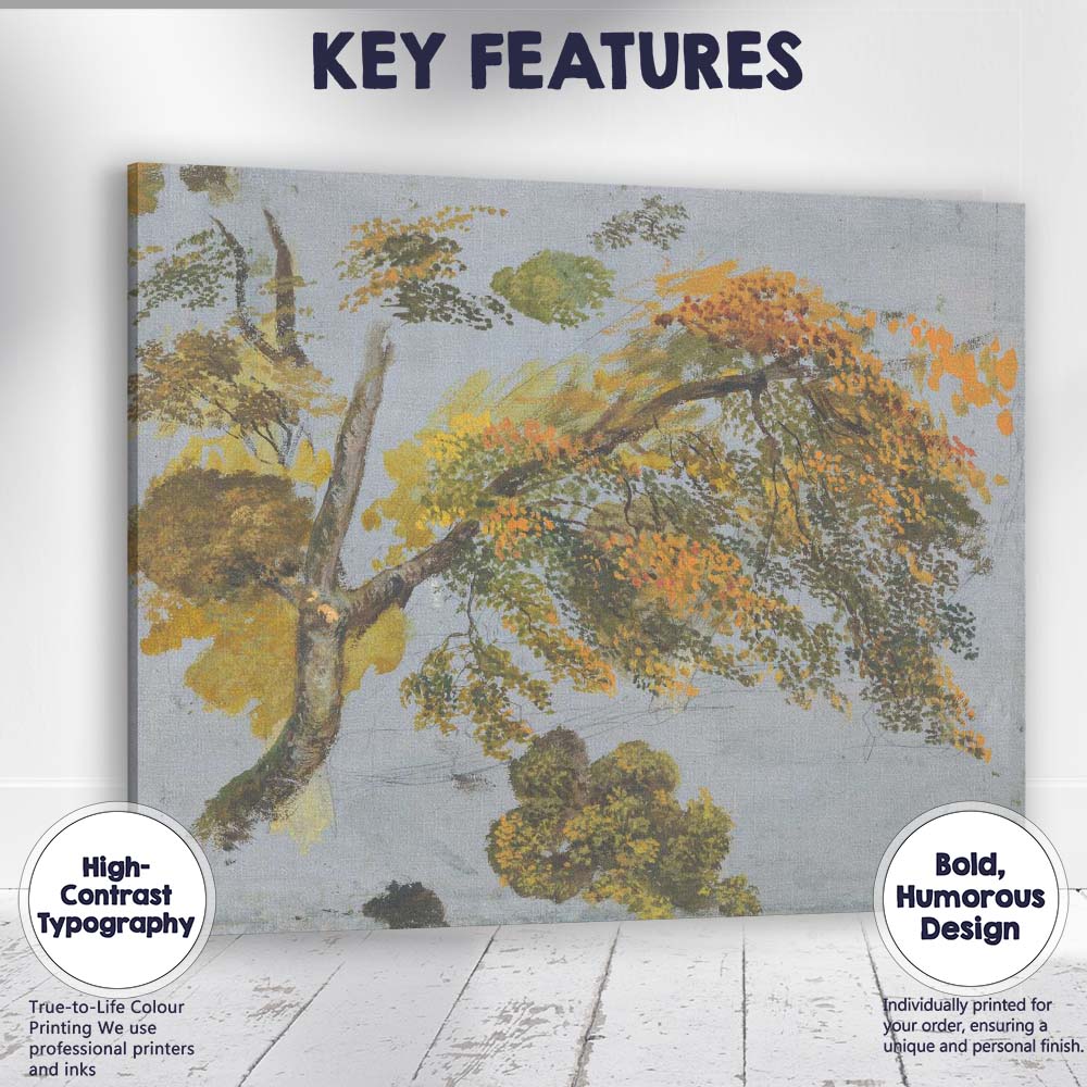 Autumn Woodland Tree Canopy Golden Leaves Watercolour Study Canvas Wall Art Print Decor Picture Ready to Hang