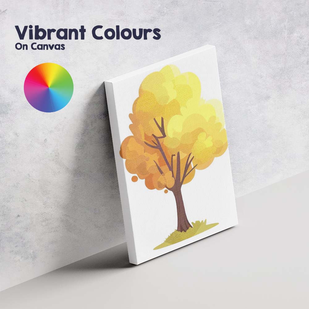 Modern Abstract Golden Autumn Tree Contemporary Nature Illustration Canvas Wall Art Print Decor Picture Ready to Hang