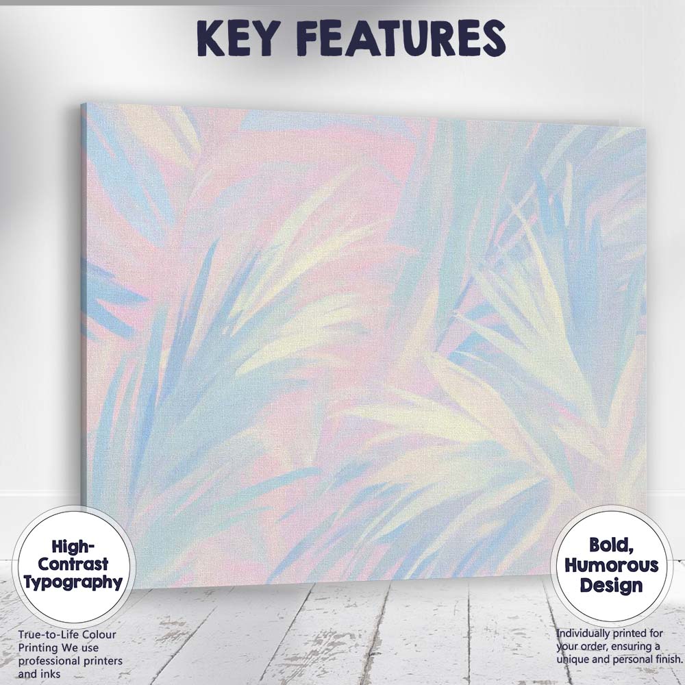 Pastel Tropical Leaf Abstract Watercolour Pattern Canvas Wall Art Print Decor Picture Ready to Hang