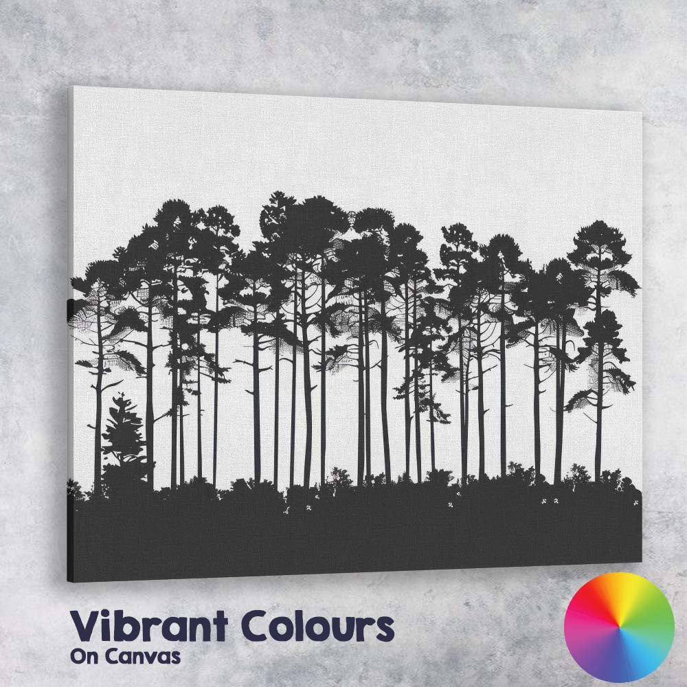 Layered Pine Forest Silhouette Landscape Monochrome Woodland Scene Canvas Wall Art Print Decor Picture Ready to Hang