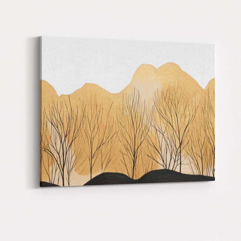 Minimalist Winter Woodland Bare Trees Scenic Landscape Canvas Wall Art Print Decor Picture Ready to Hang