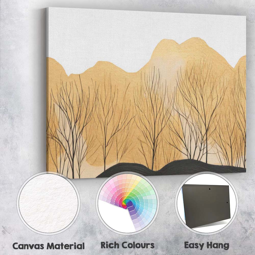 Minimalist Winter Woodland Bare Trees Scenic Landscape Canvas Wall Art Print Decor Picture Ready to Hang