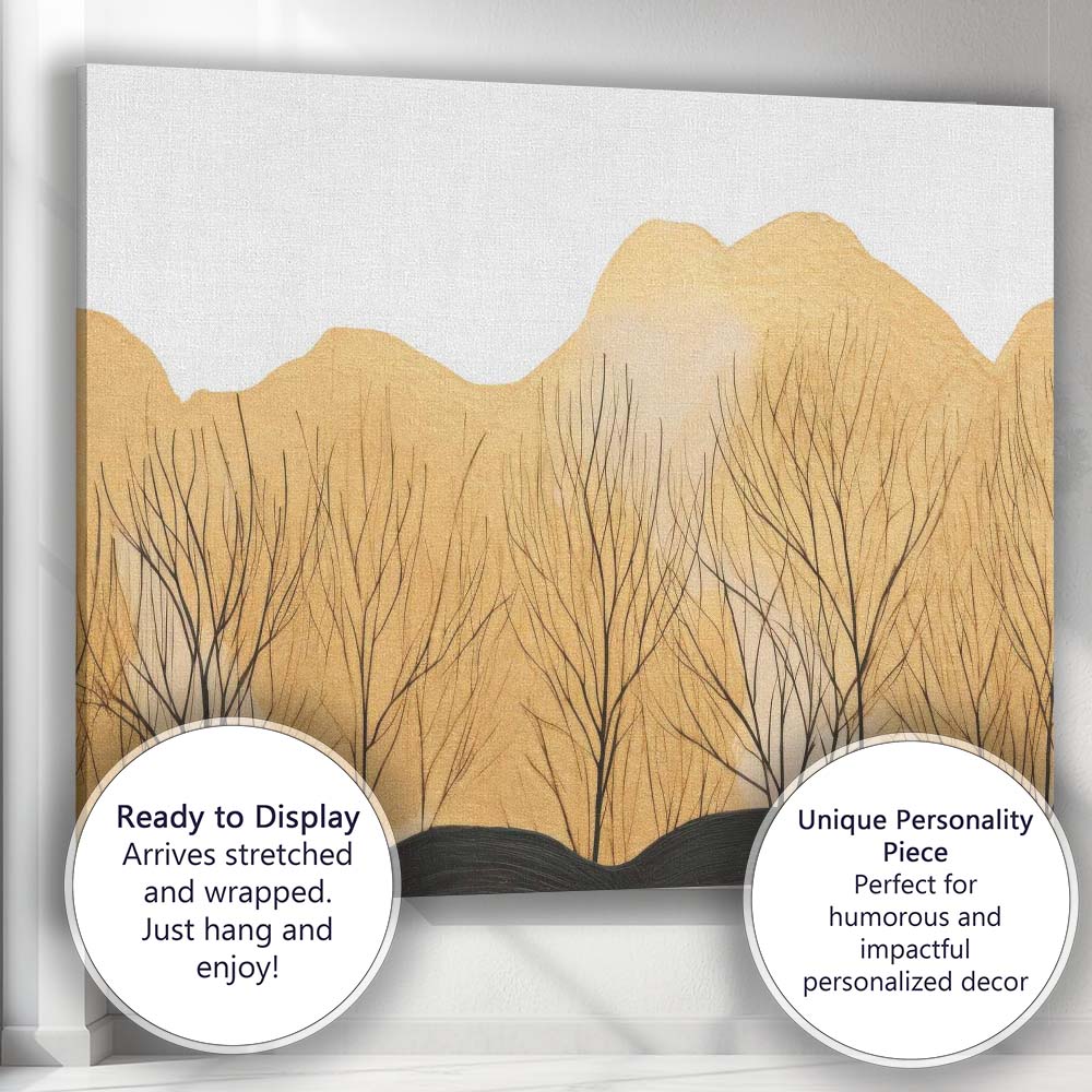 Minimalist Winter Woodland Bare Trees Scenic Landscape Canvas Wall Art Print Decor Picture Ready to Hang