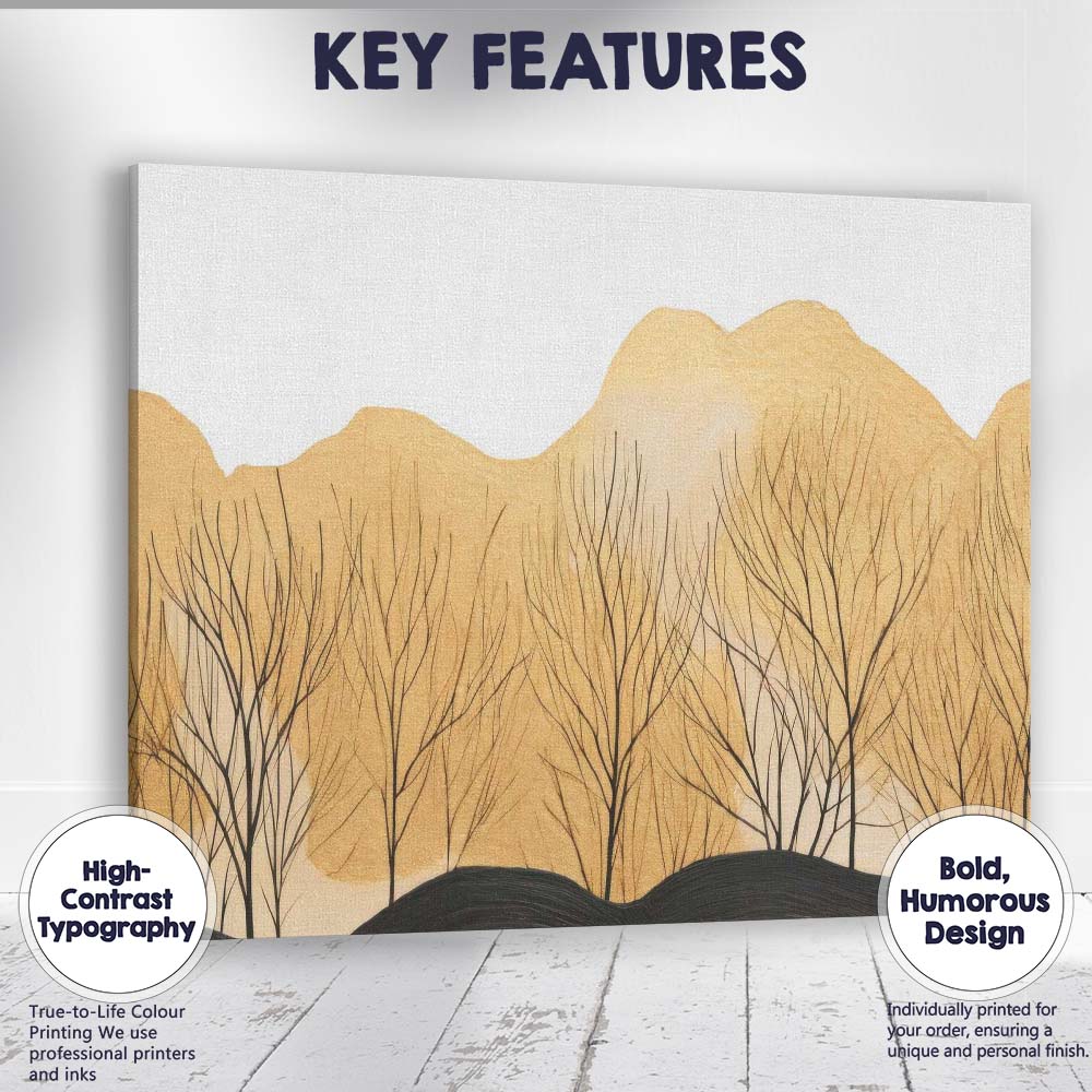 Minimalist Winter Woodland Bare Trees Scenic Landscape Canvas Wall Art Print Decor Picture Ready to Hang