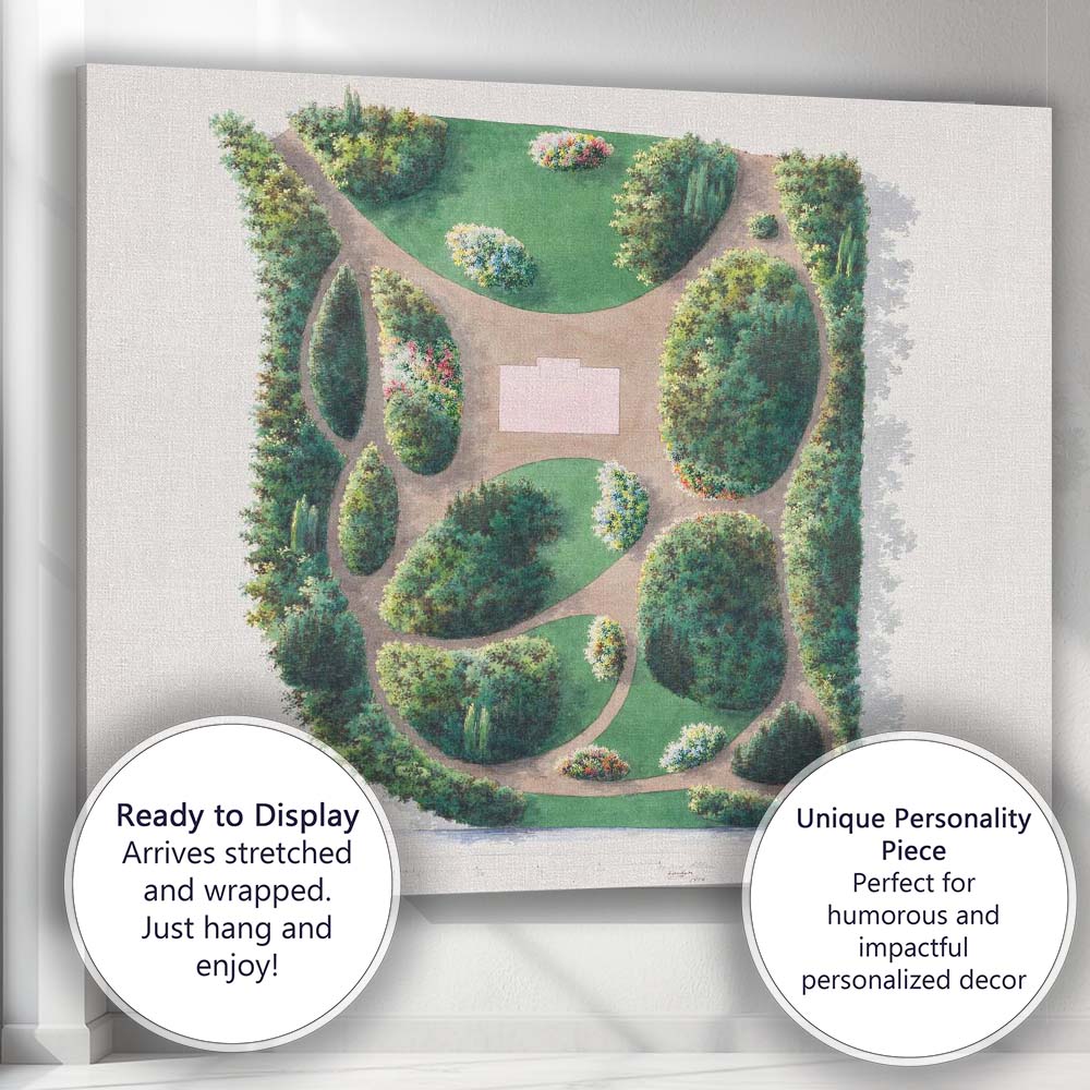 Formal Garden Landscape Plan Watercolour Design Illustration Canvas Wall Art Print Decor Picture Ready to Hang